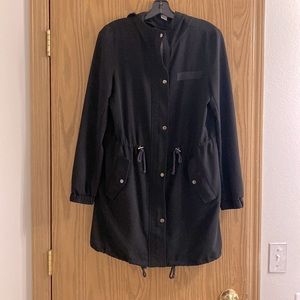 Womens Long black trench coat duster coat